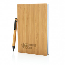 Set carnets de notes A5 et stylo en bambou