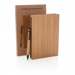 Set carnets de notes A5 et stylo en bambou