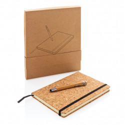 Carnet de notes en liège avec stylo en bambou A5